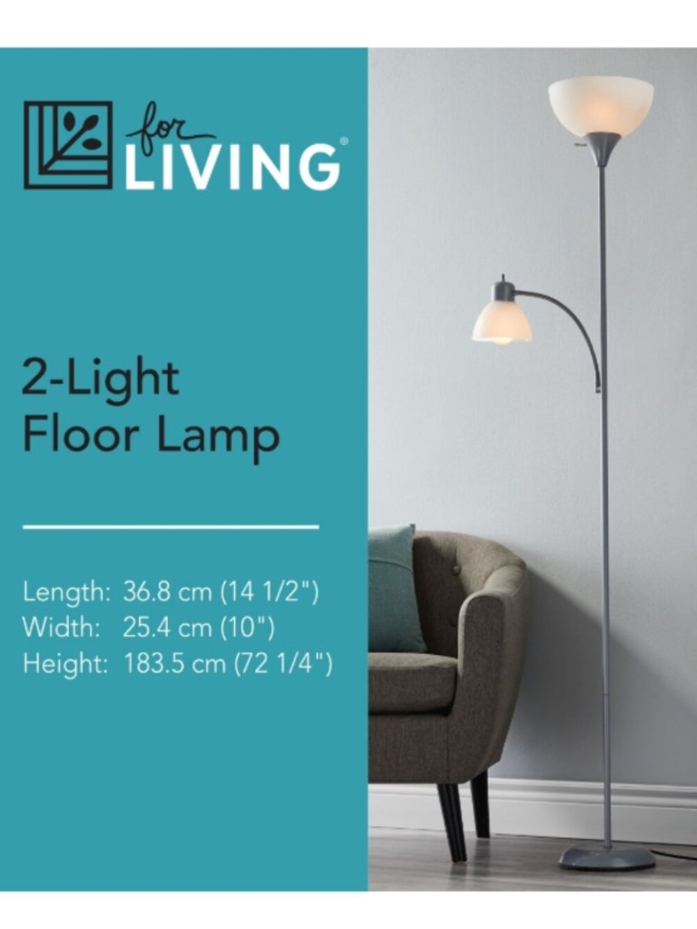 Black Floor Lamp with White Shades